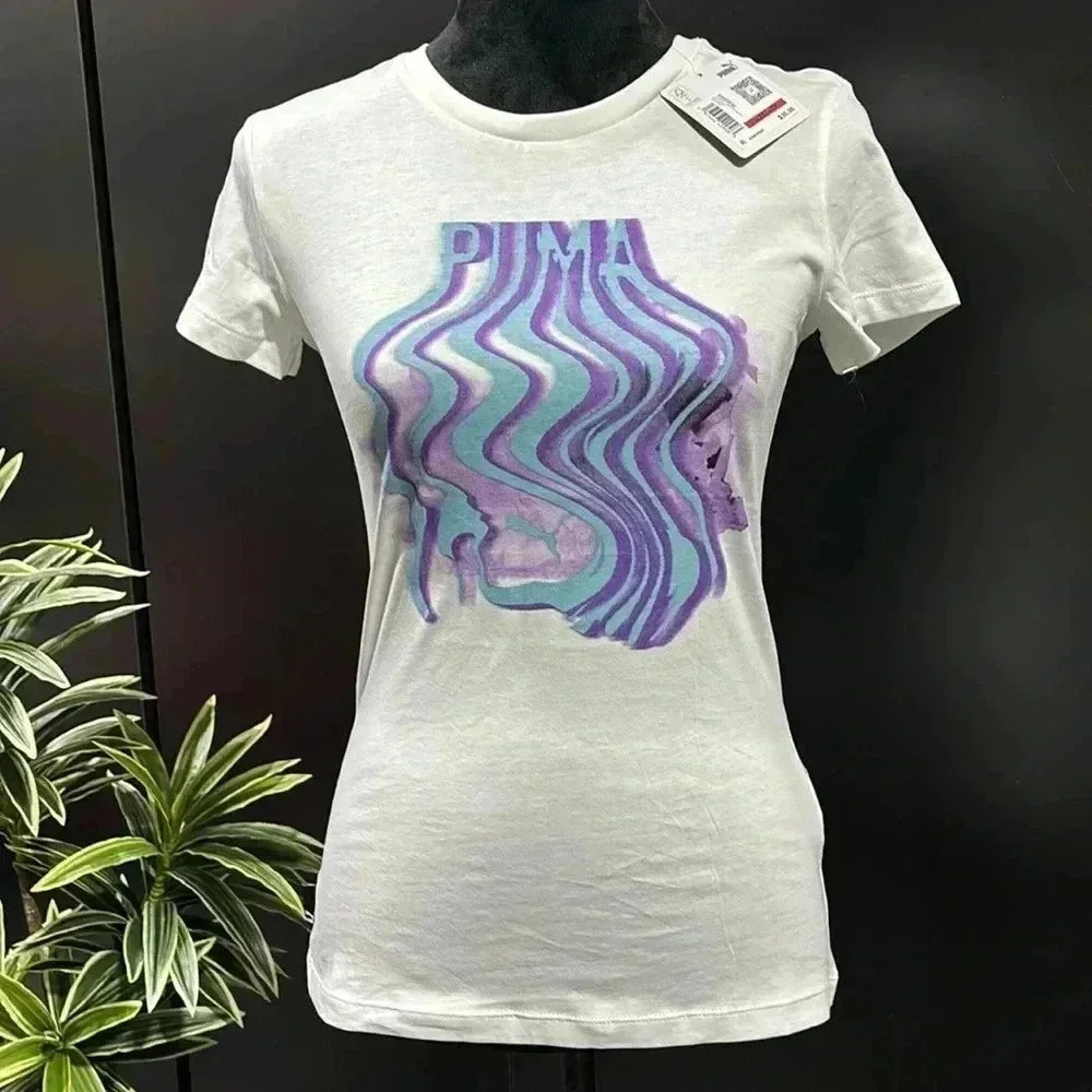 Puma Classic Turn It Up Cotton T-Shirt,round neck, Puma wave logo